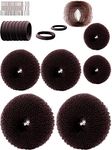 Stunner Cat Hair Bun Maker (37 Count, 3.5 inches Large, 3 inches Medium, 2 inches Small, Brown) - Hair Doughnut Shaper for Girls