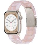 CRIS-BAND Resin Tortoise Apple Watch Band for Women, Apple Watch Band 38mm 40mm 41mm 42mm 44mm 45mm, Fancy Slim Apple Watch Bands for iWatch Series 9 8 7 6 5 4 3 2 1 SE Wristband Bracelet Strap (Pink,