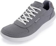 WHITIN Men's Wide Barefoot Shoes | Canvas Minimalist Sneakers | Zero Drop Sole, W882 | Grey White (Canvas Upper), 10 Wide