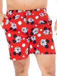 Disney Men’s Swim Shorts | Mickey Mouse Swim Trunks | Men’s Swim Shorts & Trunks | Red X-Large