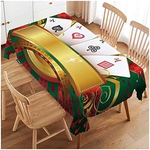 Swono Poker Table Cloth Gambling Playing Cards Game Casino Print Rectangle Tablecloth Picnic Table Cover BBQ Table Cloths Polyester for Kitchen Party Dinner 50x72 Inch