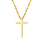 GAVU Stainless Steel Small Gold Cross Pendant Necklace for Men, Jesus Cross Necklace