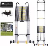 Dajianglx 20.3 FT Aluminum Telescopic Ladder with Non-Slip Feet, Balance Bar, Triangle Stabilizers and Removable Hooks, Portable Extension Folding Ladder for Household, Outdoor, RV 330 lbs Capacity