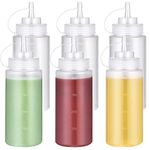 U-Taste 16 OZ Condiment Squeeze Bottles with Twist on Caps and Measurement, Leakproof Squirt Reusable Plastic Sauces Oil Container Dispenser for Ketchup, BBQ, Grilling, Salad Dressing (Pack of 6)