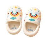 THE LITTLE LOOKERS Shoes for Baby | Cotton Shoe | Footwear | Prewalking Shoes for Babies | Soft & Comfortable Sole | Baby Walker Booties for Infants, Babies (Unisex) (Off White_Rainbow, UK Footwear Size System, Infant, Men, Age Range, Medium, 6 Months, 9 Months)