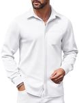 COOFANDY Men's Casual Long Sleeve Dress Shirt Button Up Wrinkle Free Wedding White Shirts