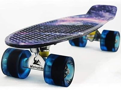 Skateboard Youth 22 inch Mini Cruiser Retro Starry Adults Skateboards for Kids Boys Girls Beginners Child Toddler Teenagers Dog Age 5 (Purple Galaxy)