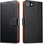 iWEOCO iPhone SE 2022 Case iPhone SE 2020 Case iPhone 8 Case iPhone 7 Case Genuine Leather Flip Anti-Theft RFID Blocking Stand Strong Magnetic Clasp Closure Cash Credit Card Slots Case (Black)