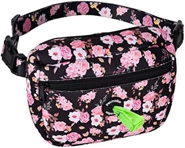 Petmolico Neoprene Dog Treat Pouch, Auto Closed Dog Training Pouch Fanny Pack Wasit Bag with Dog Poop Bag Dispenser for Hands-Free Dog Walking, Pink Peony
