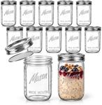 DaYammi Mason Jars 16 oz Wide Mouth, 12 Pack Clear Jars with Lids