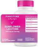 Pink Stork Sunflower Lecithin Supplement - 1200 mg for Clogged Milk Ducts - Breastfeeding Essentials for Postpartum Moms - Supports Breast Milk Flow - 60 Softgels