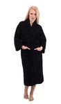 Classic Turkish Towels - 100% Turkish Cotton Unisex Long Bathrobe, Plush & Absorbent Terry Cloth, Hotel Comfort & Spa Quality, Black, S