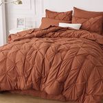 Bedsure Queen Comforter Set - Bed in a Bag Queen 7 Pieces, Pintuck Bedding Sets Burnt Orange Bed Set with Comforters, Sheets, Pillowcases & Shams