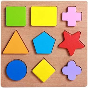 FLORMOON Puzzle in legno per i più piccoli Set per pegboard Blocchi educativi in età prescolare Puzzle di forma geometrica colorata Giocattolo Montessori per bambini