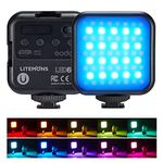 Godox LITEMONS LED 6R RGB LED Video Light, CRI95 3200K-6500K Adjustable Camera RGB Light, Rechargeable Mini RGB LED Panel Light with RGB mode, CCT Mode and 13 FX Special Effects, Megnetic Design