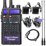 BAOFENG Radio Handheld Ham Radio 3800mAh Long Range Two Way Radio 144-148Mhz,430-450Mhz Walkie Talkies with High Gain Antenna and one Programming Cable(2PACK)