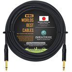 5 Meter - Guitar Bass Instrument Cable CUSTOM MADE By WORLDS BEST CABLES – using Mogami 2524 wire and Neutrik NP2X-B ¼ Inch (6.35mm) Straight Gold TS Connectors