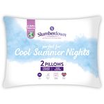 Slumberdown Cool Summer Nights Pillows 2 Pack - Firm Support Side Sleeper Pillows for Neck and Shoulder Pain Relief - Cooling Pillow for Night Sweats, Hypoallergenic (48cm x 74cm)