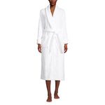 Lands' End Women's Cotton Terry Long Spa Bath Robe, White, Medium Petite