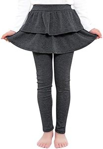 BOOPH Little Girls Leggings with Ruffle Tutu Skirts Kids Footless Tights Uniform Pants, B-dark Gray, 10-12 Years