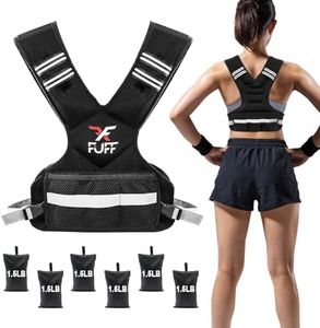 FUFF Adjustable Weighted Vest for Adult11-20lb Vest with 6 Ironsand Weights for Strength Training,Large Weight Vest with Reflective Strip for Men & Women