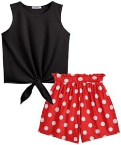 Arshiner Toddler Girl Summer Clothing Tie Knot Sleeveless Top and High Waist Paper Bag Shorts Set with Pockets 2T