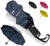 STYNGARD Umbrella storm-proof up to 140 km/h, pocket umbrella with automatic open-to-close and certified Teflon coating against moisture damage, short handle, model OSLO, blue, Klein