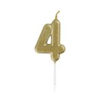 Mini Metallic Gold Number 4 Pick Birthday Candle (3cm x 11cm) - Elegant and Dazzling Party Decoration - Perfect for Birthday/Anniversary Events - 1 Pc