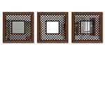 Art Street Engineered Wood Decorative Wall Framed Mirror Block Design Brown Set of 3 Square Shape Mirror for Home Decoration & Wall Decoration- Size-13.2 X 13.2 Inches