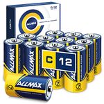 Allmax C Maximum Power Alkaline Batteries (12 Count) – Ultra Long- Lasting, 7-Year Shelf Life, Leakproof Design, 1.5V