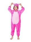 ALANTOP Children Pajamas Cosplay Cartoon Animal Hooded Holiday Onesies Pjs Boys Girls Jumpsuits Sleepwear Kids for 8-9 Years Pink