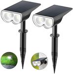 Linkind Solar Motion Sensor Lights, Solar LED Spotlights, Max 650lm IP67 Waterproof Outdoor Garden Lights Wireless Solar Powered Spot Lights for Garden Yard Driveway Walkway, 2 Pack, Cold White