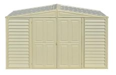 Duramax SidePro 10 x 3 (2.70 m2) Plastic Garden Storage Shed with Metal Foundation Kit, Skylight kit included, Strong Metal Roof Structure, Maintenance-Free Vinyl Shed - Ivory