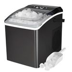 Koolatron Countertop Ice Machine | Portable Ice Maker | 26Lbs/24Hrs | 9 Ice Cubes Ready in 6 Mins | 2 Sizes of Ice Pellets | Ice Scoop and Basket Included | Self-Cleaning | Black Stainless Steel