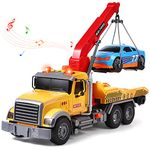 Tacobear Big Rescue Wrecker Truck Toy with Car 1/16 Scale Friction-Powered Tow Truck Wrecker Truck with Lights and Sounds Educational Toys Gift for Kids Boys 3 4 5 6 7 8 Years