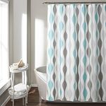 Lush Decor Mid Century Geo Shower Curtain, 72" x 72", Blue & Gray