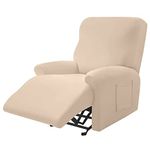 Leorate Reclining Chair Covers Stretch Armchair Covers with Pocket Decoration Spandex Fabric Recliner Sofa Slipcovers for Living Bedroom Home