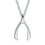 Good Luck Graduation Charm Wishbone Pendant Necklace For Teen Women .925 Sterling Silver Shinny Polished