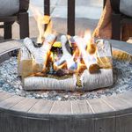 Skypatio Gas Fireplace Logs Set, Heat Resistant Realistic Ceramic Wood Logs for Indoor or Outdoor Fireplace, Fire Pit Decor, Lightweight & Portable, White