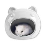 Pawcart Ceramic House for Hamster, Gerbils & Other Small Size Pets | Adorable Cartoon Shape Pet Hideout with Cooling Effect | Pet Cage Decor Ceramic House Miniature (Grey (Ceramic)