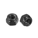 uxcell Hex Lock Nuts - M3 x 0.5mm Carbon Steel Nylon Insert Self-Locking Nuts for Fasteners, 50Pcs Black