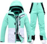 RIUIYELE Women's Ski Jackets and Pants Set Waterproof Insulated Snowsuit Winter Warm Skisuit Fashion Snowboarding Snow Coat (Green+Green,L)