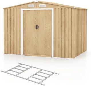 COSTWAY Abri de Jardin 5㎡ en Acier Galvanisé Anti-UV, 259 x 196 x 184 CM, Cabane de Jardin Exterieur 7m³ avec Fondation et Porte Coulissante, Rampe, 4 Trous d’Aération, 4 Gants Inclus