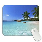 ToLuLu Square Mouse Pads, Personalized PU Leather Mouse Mat, Waterproof Ultra Smooth Mousepads, Non-Slip Suede Base Mouse Pads for Wireless Mouse Gaming Office Laptop Computer PC, Sea Beach