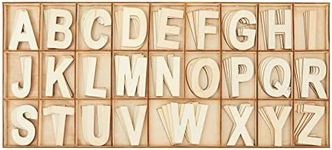 Juvale 2-Inch Wooden Alphabet Letters for Arts and Crafts, 4 Sets Uppercase ABCs with Sorting Tray, Sign Letters for Adults, Natural Color (104 Pieces)