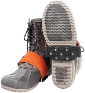 GGS Ice Cleats for Shoes & Boots – Non-Slip, Mid-Sole Spikes with Adjustable Strap for Traction in Snow and Ice, Winter Hiking, Fishing, Walking, and Climbing, One Size