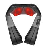 Nekteck Shiatsu Neck and Back Massager with Soothing Heat, Electric Deep Tissue 3D Kneading Massage Pillow for Shoulder, Leg, Body Muscle Pain Relief, Home, Office, and Car Use(No Battery), Black