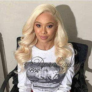 (16, lace front wig) - Dorabeauty Platinum Blonde Lace Front Wig Human Hair for Black Women Brazilian Virgin Hair Wig 613 Body Wave 150% Full Density 41cm