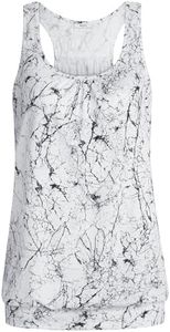 Miusey Yoga Clothes for Women Racerback Workout Tanks Scoop Neck Sleeveless Shirt Loose Fit Banded Bottom Casual Athletic Summer Clothing Marble X-Large