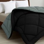 Cloth Fusion Microfiber Reversible 200 GSM AC Comforter Set Double Bed, Summer Blanket Quilt for Double Bed King Size (Black & Grey)